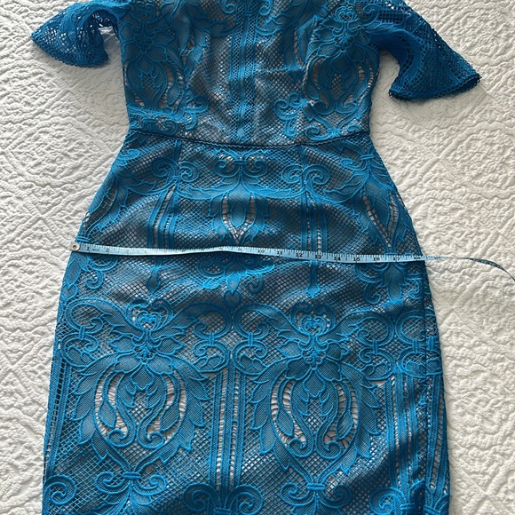 REISS Blue Zola Lace Fitted Dress, size 10 - Picture 16 of 16